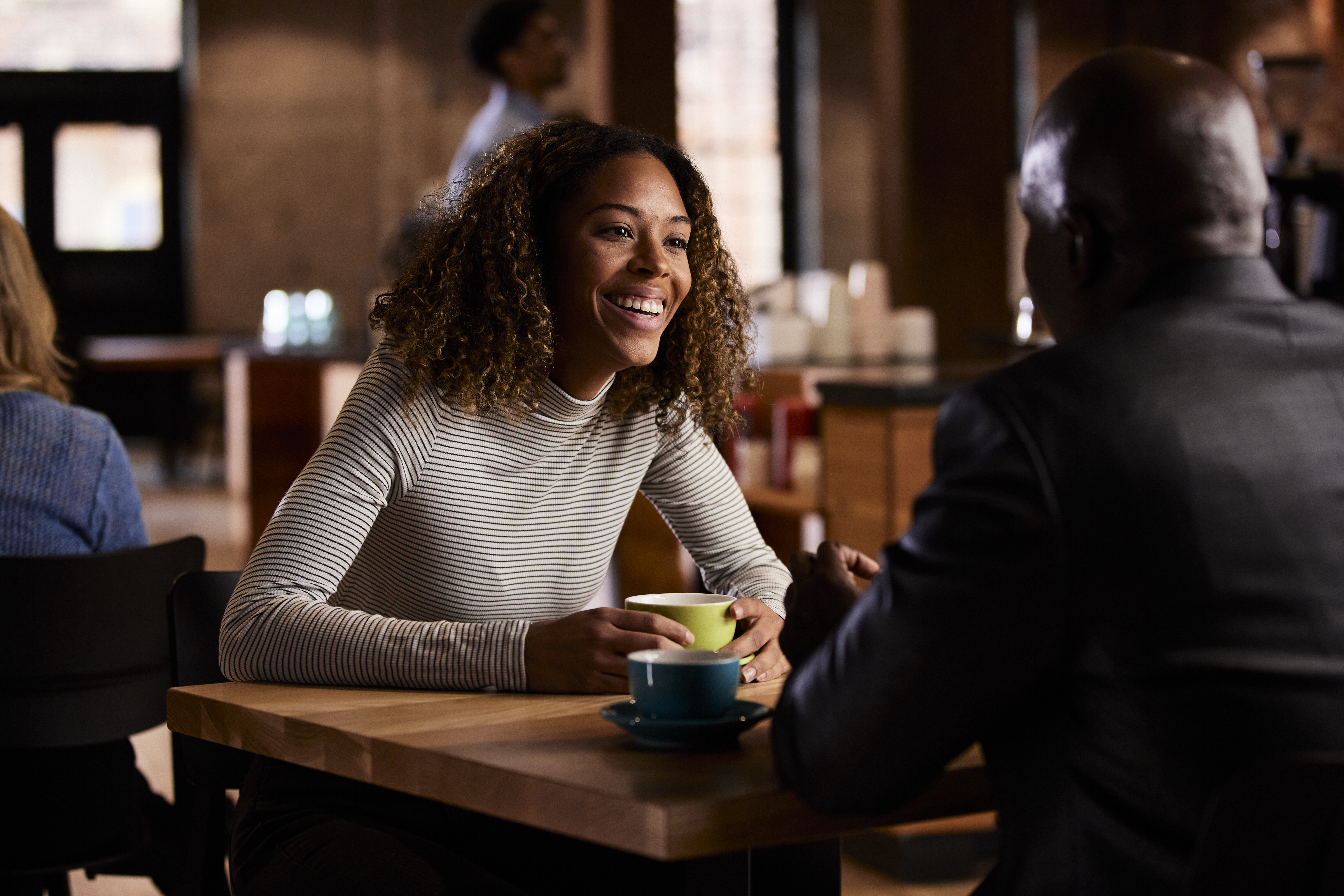 lady talking with man